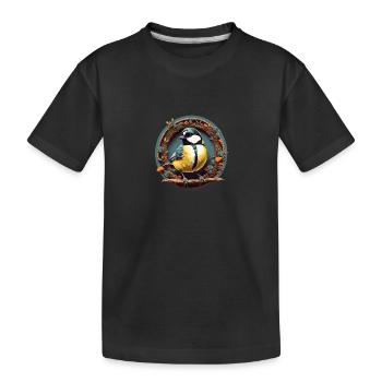 Dekoratives Kohlmeisen Motiv - Kinder Premium Bio T-Shirt - Schwarz - Vorne