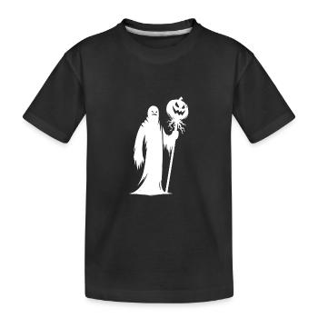 Unheimlicher Zauber Halloween Kürbis - Kinder Premium Bio T-Shirt - Schwarz - Vorne