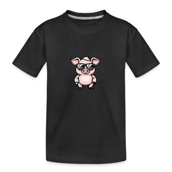 Pig Cool Animal - Kids' Premium Organic T-Shirt - black - Front