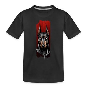 Wachsamer Blick: Der Blick des Dobermanns - Kinder Premium Bio T-Shirt - Schwarz - Vorne