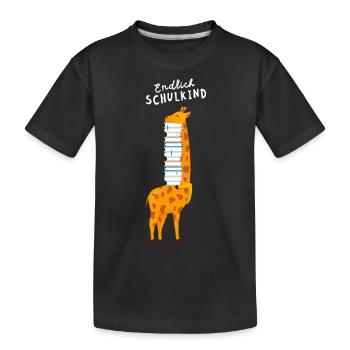 Endlich Schulkind Lustige Giraffe zur Einschulung - Kinder Premium Bio T-Shirt - Schwarz - Vorne