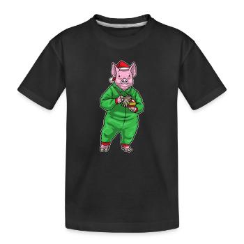 Nettoyant de Noël pour cochon - T-shirt bio Premium Enfant - noir - Devant
