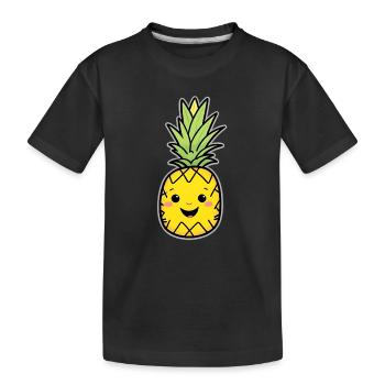 Mascotte de l’ananas de Kawaii - T-shirt bio Premium Enfant - noir - Devant