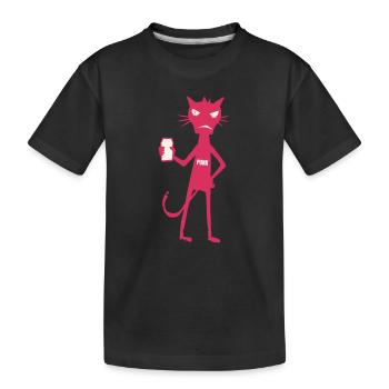 Kleine Monster: Punk-Katzen-Neon-Attitüde - Kinder Premium Bio T-Shirt - Schwarz - Vorne
