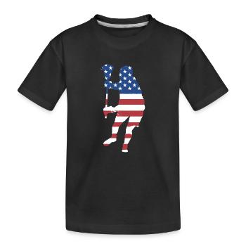 Sport Us Flag Lacrosse - Kids' Premium Organic T-Shirt - black - Front