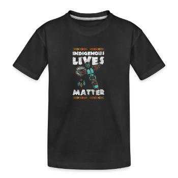 Native American Feather Headdress Symbols - Kids' Premium Organic T-Shirt - black - Front