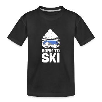 né pour skier neige idée cadeau hiver - T-shirt bio Premium Enfant - noir - Devant