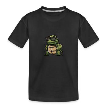Schildkröte Cool Tier - Kinder Premium Bio T-Shirt - Schwarz - Vorne