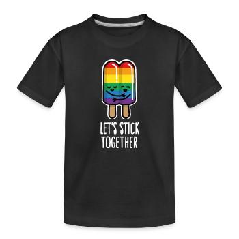 Let's stick together lustig Schwules Paar Eis LGBT - Kinder Premium Bio T-Shirt - Schwarz - Vorne