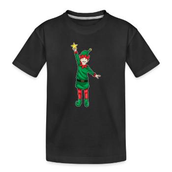 Elven Christmas Poinsettia - Kids' Premium Organic T-Shirt - black - Front