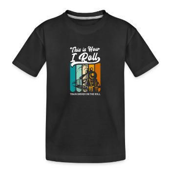 Zug Eisenbahner Zugführen Bahnhof - Kinder Premium Bio T-Shirt - Schwarz - Vorne