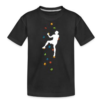 Bouldern Bergsteigen Freiklettern Klettern - Kinder Premium Bio T-Shirt - Schwarz - Vorne