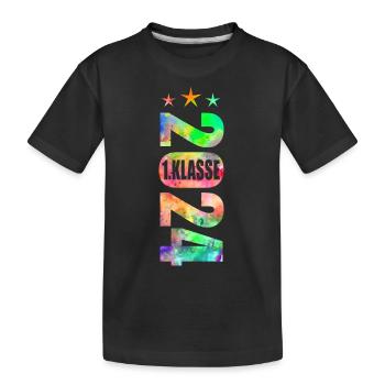 1. Klasse 2024 - Kinder Premium Bio T-Shirt - Schwarz - Vorne