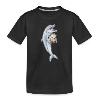Delfin Perle - Kinder Premium Bio T-Shirt - Schwarz - Vorne