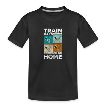 Training Sportlich Schwitzen Fitnesstrainer - Kinder Premium Bio T-Shirt - Schwarz - Vorne