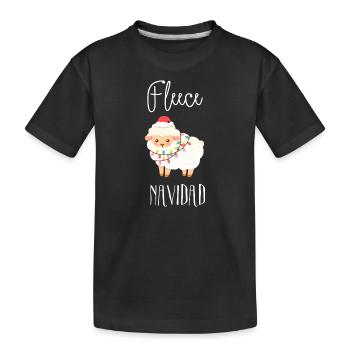 Fleece Navidad Schaaf Weihnachten Weihnachtsmann - Kinder Premium Bio T-Shirt - Schwarz - Vorne