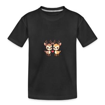 Hirsch Paar Liebe Valentinstag - Kinder Premium Bio T-Shirt - Schwarz - Vorne