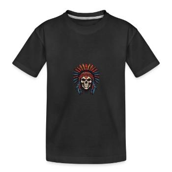 Apache Indianer Häuptling Totenkopf - Kinder Premium Bio T-Shirt - Schwarz - Vorne