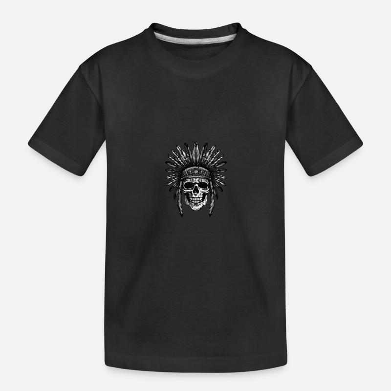 Crâne Apache Indien - T-shirt bio Premium Enfant - noir