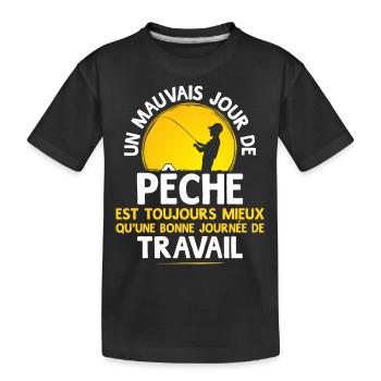 "Travail ou Pêche" - T-shirt bio Premium Enfant - noir - Devant