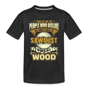 Schreiner - Holz - Sägemehl - Schweiss - EN - Kinder Premium Bio T-Shirt - Schwarz - Vorne