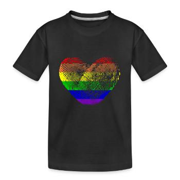Gay - heart - fingerprint - Kids' Premium Organic T-Shirt - black - Front