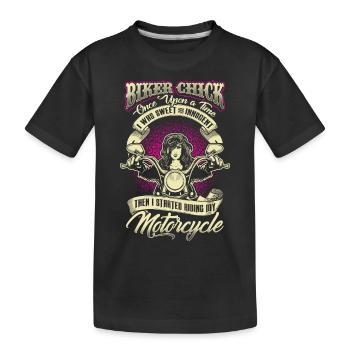 Biker Chick - Once Upon A Time - EN - Kinder Premium Bio T-Shirt - Schwarz - Vorne