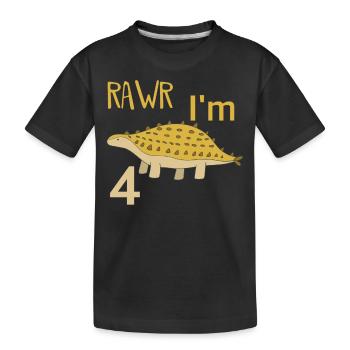 To the 4 birthday for boys Ankylosaurus - Kids' Premium Organic T-Shirt - black - Front