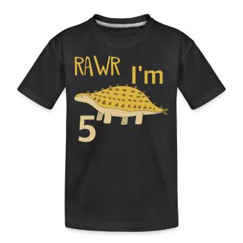 To the 5 birthday for boys Ankylosaurus - Kids' Premium Organic T-Shirt - black - Front