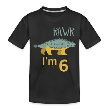 For the 6th birthday for boys Ankylosaurus - Kids' Premium Organic T-Shirt - black - Front