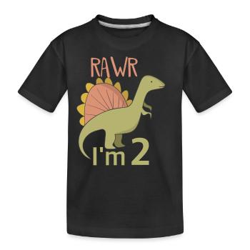 Zum 2 Geburtstag für Jungs Mädchen Spinosaurus - Kinder Premium Bio T-Shirt - Schwarz - Vorne