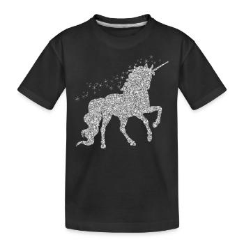 La licorne en argent pailleté - T-shirt bio Premium Enfant - noir - Devant