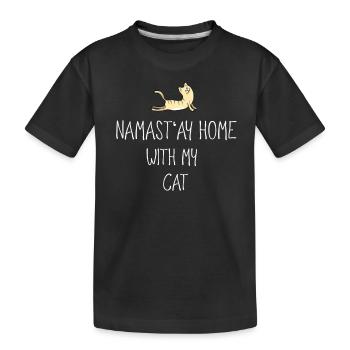 yoga namastay home cat chat sport kobra position - T-shirt bio Premium Enfant - noir - Devant