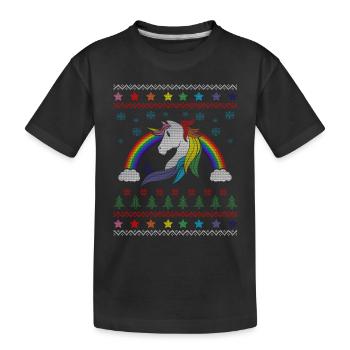 Ugly Christmas Sweater / Unicorn. - Kids' Premium Organic T-Shirt - black - Front