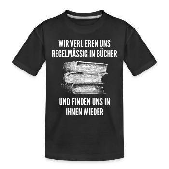 Bücher - Kinder Premium Bio T-Shirt - Schwarz - Vorne