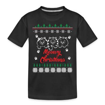 Ugly Christmas Sweater Meowy Christmas - Kinder Premium Bio T-Shirt - Schwarz - Vorne