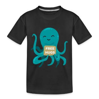 FREE HUGS Oktopus Geschenk - Kinder Premium Bio T-Shirt - Schwarz - Vorne