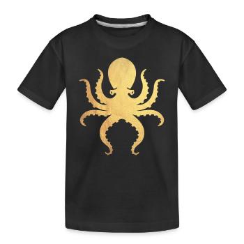 gold Oktopus - Kinder Premium Bio T-Shirt - Schwarz - Vorne