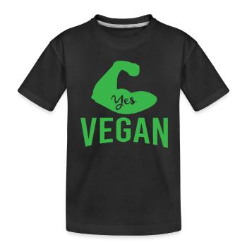 YES VEGAN vegetarian we can now new xmas rev - Kids' Premium Organic T-Shirt - black - Front
