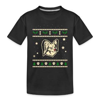 Papillon Weihnachtsgeschenk - Kinder Premium Bio T-Shirt - Schwarz - Vorne
