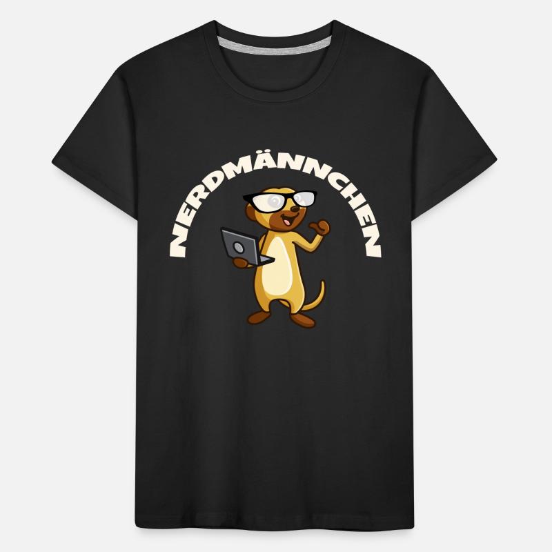 Nerd Erdmännchen mit Brille und Notebook Geschenk Kinder Premium Bio T-Shirt