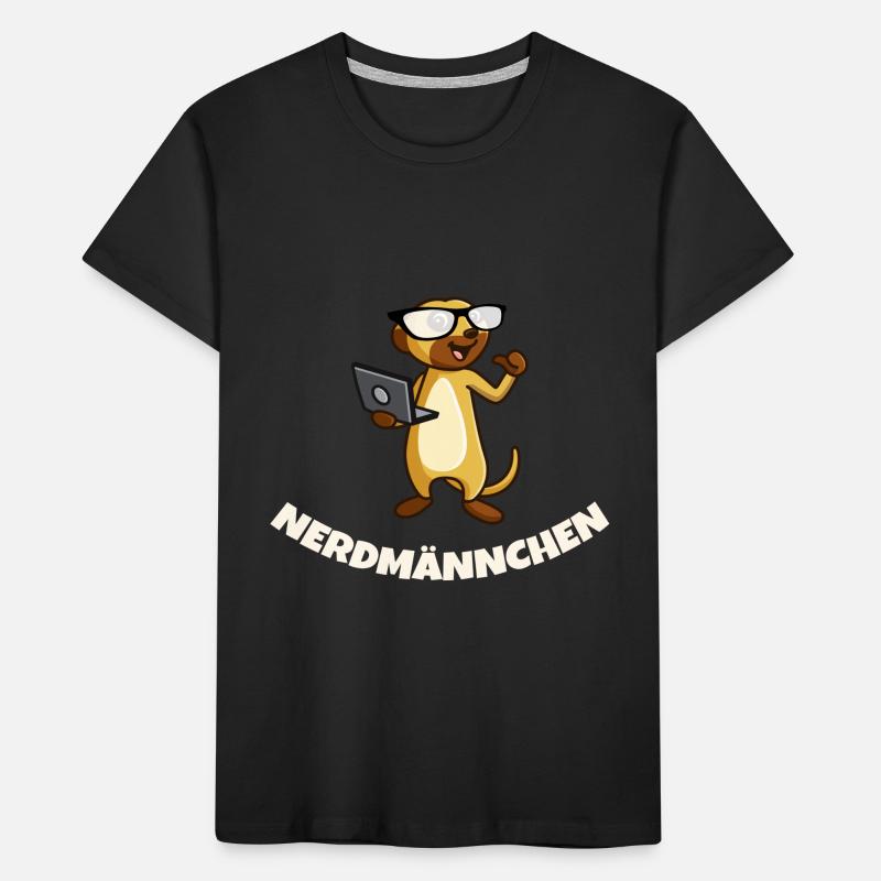 Nerd Erdmännchen mit Brille und Notebook Geschenk Kinder Premium Bio T-Shirt