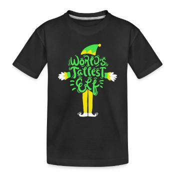 Elf cadeau de Noël le plus haut du monde - T-shirt bio Premium Enfant - noir - Devant
