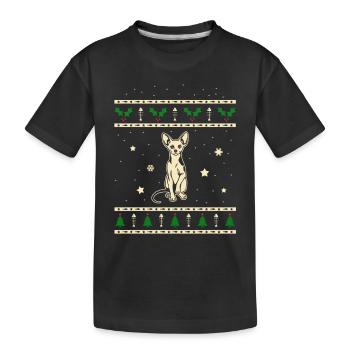 Sphynx Weihnachtsgeschenk - Kinder Premium Bio T-Shirt - Schwarz - Vorne