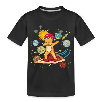 Dabbing cat DAB pizza space gift space - Kids' Premium Organic T-Shirt - black - Front