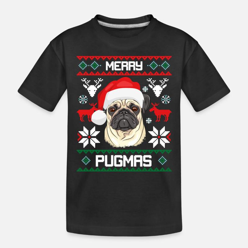 Joyeux Noël Pugmas drôle Pug laid Pull - T-shirt bio Premium Enfant - noir