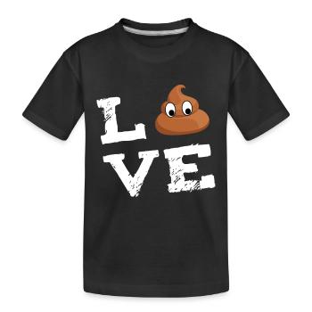 Poop Emoticon shit shit pile love Gesc - Kids' Premium Organic T-Shirt - black - Front