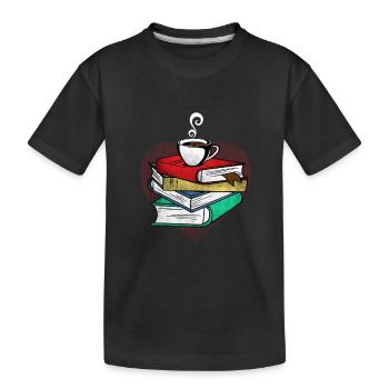 Coffee and books / gift - Kids' Premium Organic T-Shirt - black - Front