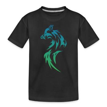 Beautiful two-tone tribal tattoo motiv Wolf - Kids' Premium Organic T-Shirt - black - Front