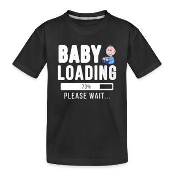 Chargement en cours ... bébé s'il vous plaît attendre! | shirt de bébé - T-shirt bio Premium Enfant - noir - Devant